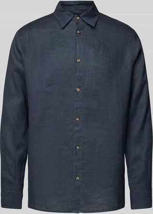 Mazine Regular Fit Freizeithemd aus reinem Leinen in Marine, Größe S