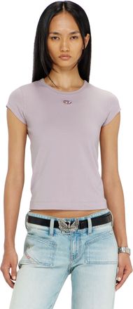 Diesel T-shirt with cut-out embroidered logo - T-Shirts - Woman - Violet