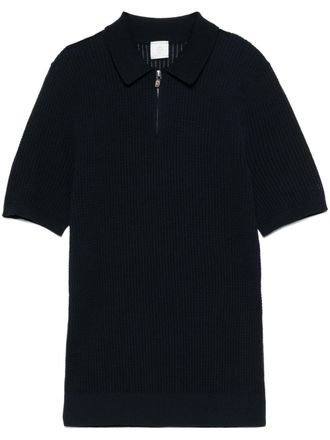 Eleventy ribbed-knit polo shirt - men - Cotton - L - Blue