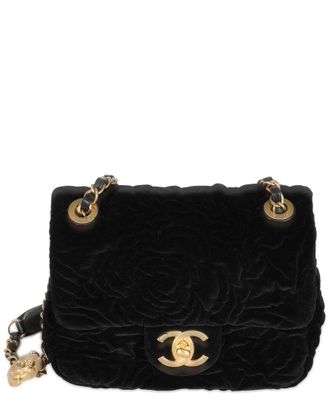 Chanel Black Velvet Mini Square Flap Bag (Authentic Pre-Loved)
