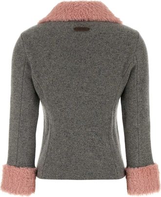 Moschino Womens Melange Grey Wool Blend Cardigan Grigio Maglieria Sweater