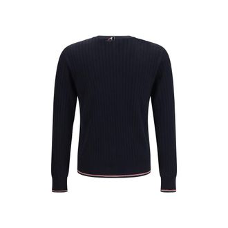 Thom Browne Merino Wool Crewneck Sweater - Navy