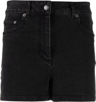 Moschino Denim Stretch Shorts met Sesamstraat Label - Dames - Denim shorts - Zwart - S - Denim - Korte Broeken
