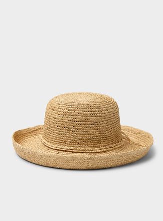 Simons Womens Rolled-hem raffia hat Exclusive collection from Italy