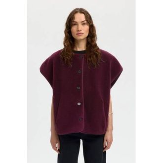 Selected teddy gilet donkerrood