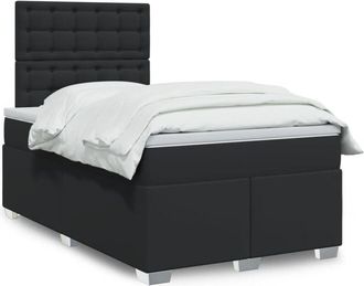 vidaXL Vidaxl - Cama Box Spring Con Colch&oacute;n Cuero Sint&eacute;tico Negro 120x190 Cm