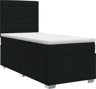 vidaXL Cama Box Spring Con Colch&oacute;n Con Cabecera Negro 90 X 190 Cm Tela Vidaxl