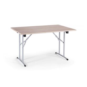 Dmora Mesa Plegable Daccurs, Mesa De Camping Con Patas Plegables De Metal, Mesa De Comedor Moderna Multiusos, 100% Made In Italy, 125x75h80 Cm, Roble Y Gris