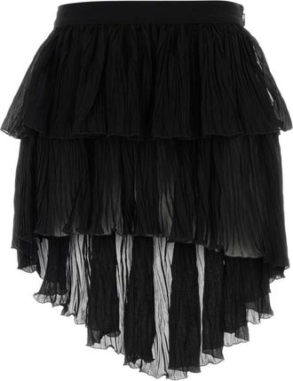 Blumarine Black Ruffle Pleated Mini Skirt