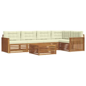vidaXL Conjunto De Sof&aacute;s De Exterior Con Coj&iacute;n 6 Pcs Natural Y Crema Vidaxl