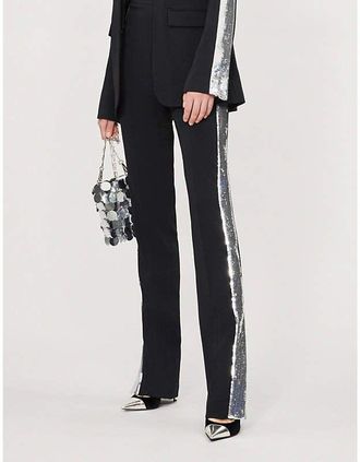 DAVID KOMA Sequin Side-Stripe Crepe Pants Size XS