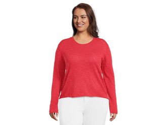 Mod-o-doc Long Sleeve Crew Neck Sweater Womens Sweater Glazed Cherry : XS (US 0-2), Cotton/Rayon