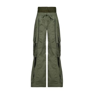 Dolce & Gabbana Waxed Faille Trousers - female - Dolce & Gabbana - Wide Trousers - Green - M - Trousers