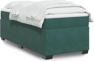 vidaXL Cama Box Spring Con Colch&oacute;n Terciopelo Verde Oscuro 90x200 Cm Vidaxl