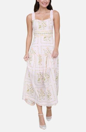 Blu Pepper Floral Midi Dress in Light Pink Multi at Nordstrom, Size Medium