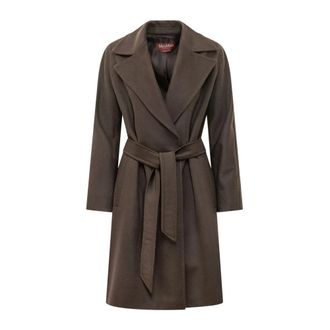 Max Mara Dames, Mantels, Bruin, Maat: S Wol