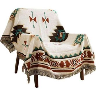 OEM Alfombra Tipo Manta Con Estampado Geom&eacute;trico Tribal Bohemio Y Borlas, Ideal Para Sof&aacute;, Cama O Exteriores (tama&ntilde;o: 130 X 160 Cm / 51,1 X 62,9 Pulgadas)