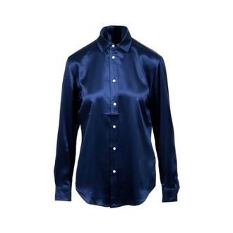 Polo Ralph Lauren Shirts, female, Blue, S, Long Sleeve Button Front Shirt
