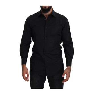 Dolce & Gabbana Heren, Overhemden, Zwart, Maat: XL Katoen