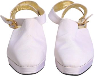 Dolce & Gabbana Off White Block Heel Slingback Sandals Womens Shoes (Pre-Owned)