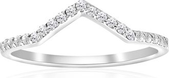 Pompeii3 1/4ct Diamond Curved V Shape Ring Stackable Wedding Band 10k White Gold