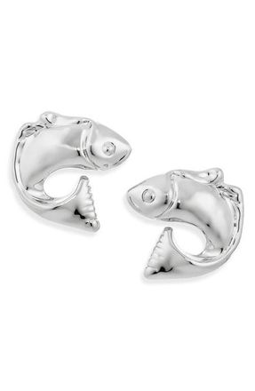 Jacquemus The Poisson Stud Earrings in Silver 980 at Nordstrom