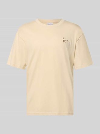 Karl Kani Relaxed Fit T-Shirt mit Logo-Stitching in Ecru, Gr&ouml;&szlig;e XXL