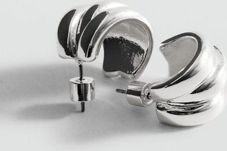 Mango Orecchini semicerchio rilievo argento - Donna - Taglia unica - MANGO