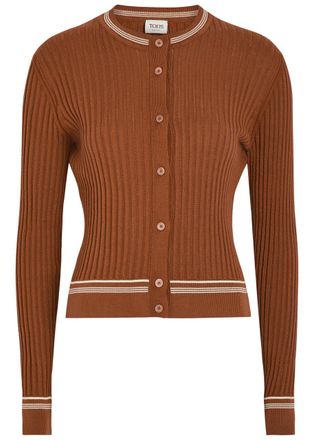 Tod's Striped Trims Cotton-knit Cardigan - Terracotta - S (UK8-10 / S)