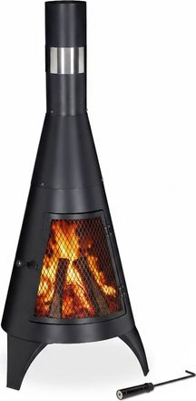 Relaxdays Brasero De Jard&iacute;n Con Rejilla, Chimenea Decorativa, Para Listones De Madera, 120 X 45 Cm, Acero, Negro - Relaxdays