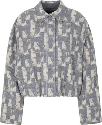 Emporio Armani Jacquard Wool-Blend Blouson - Dames - Zomerjassen - Grijs - S - Wol - Jassen