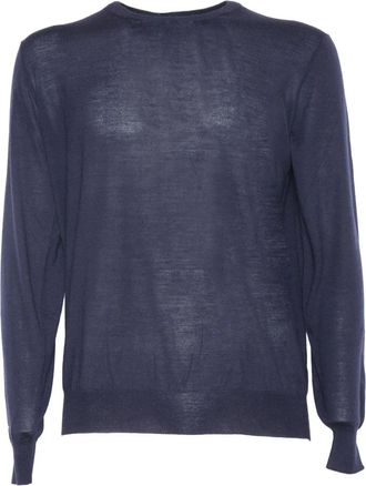 FILIPPO DE LAURENTIIS Girocollo Sweater - Heren - Ronde hals truien - Blauw - 3XL - Wol - Truien & Vesten
