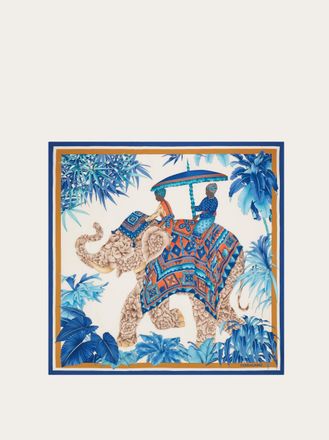 Ferragamo Women India print silk scarf Blue