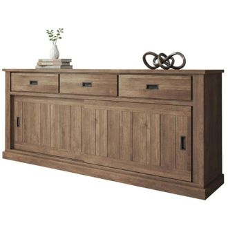 Dmora Credenza Malonno, Madia 2 Ripiani, 3 Cassetti, 2 Ante, 220x50x95h cm Marrone Noce