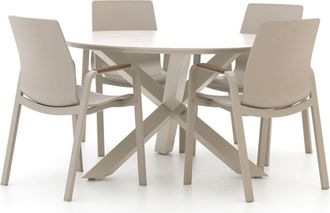 Hartman Hartman Flow/Lodola &oslash; 130cm dining tuinset 5-delig