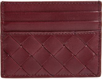 Bottega Veneta Intrecciato Leather Card Case in 2247 Barolo-Gold at Nordstrom