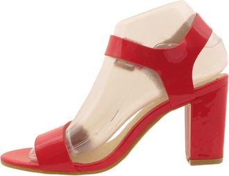 Generic Womens Low MID Heel Block Peep Toe Ladies Ankle Strap Party Strappy Sandals Size UK 3-8 (UK 4/EU 37, Red Patent)