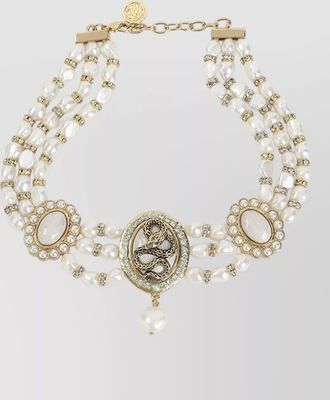 Roberto Cavalli necklace triple strand snake motif medallion