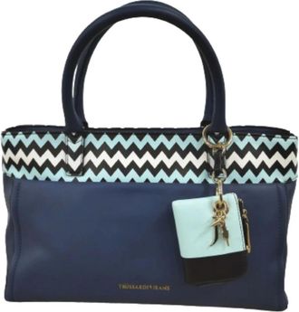Trussardi Eco Leren Tote Tas voor Vrouwen - Dames - Shoppers - Blauw - ONE Size - Leer - Tassen