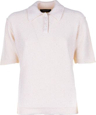 Fabiana Filippi Womens Short Sleeve Polo - Ivory Cotton - Size EU 44 (Womens)