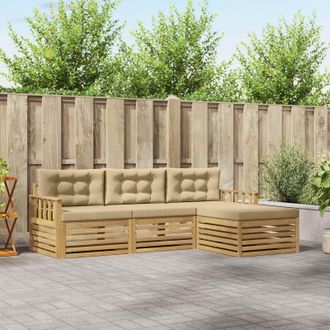 vidaXL Vidaxl Set Di Divani Da Esterno 4 Pz Bianco E Beige Poliestere