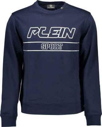Plein Sport Blauwe Katoenen Trui met Contrasterende Details - Heren - Sportshirts - Blauw - M - Katoen - Fitness