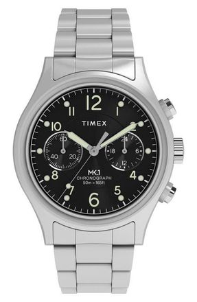 Timex MK1 Chronograph Bracelet Watch, 40mm in Black/Silver-Tone at Nordstrom