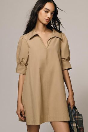 Maeve Puff-Sleeve Mini Shirt Dress