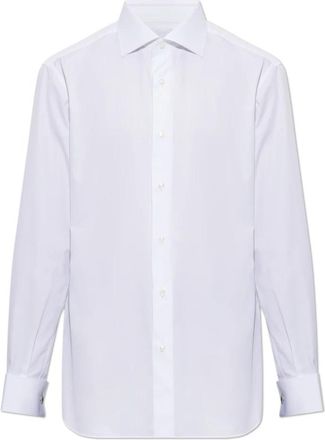 Brioni Klassiek Overhemd - Heren - Zakelijke Overhemden - Wit - 3XL - Katoen - Overhemden
