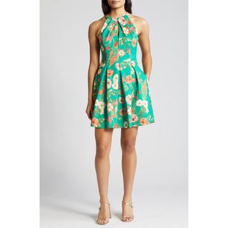 Vince Camuto Floral Print Pleated Sleeveless Dress in Green Mult at Nordstrom Rack, Size 6