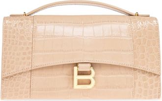 Balenciaga Tassen, Dames, Beige, ONE Size, Leer, Zandloper clutch tassen