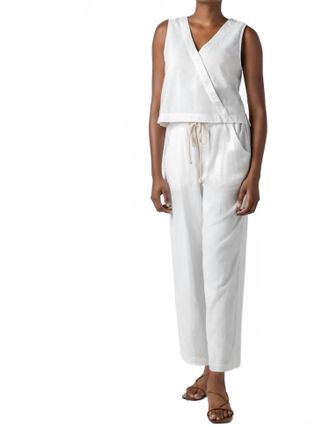 Lilla P Cross Front Sleeveless Top In Flax
