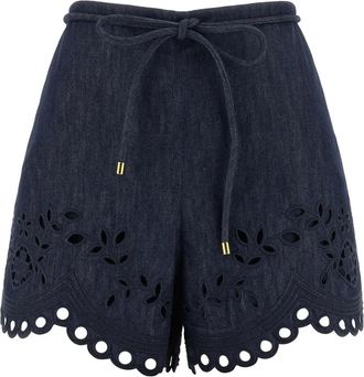 Zimmermann Mahon Katoenen Denim Shorts - Dames - Bermuda - Blauw - M - Katoen - Korte Broeken