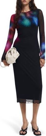 Desigual Long Sleeve Mesh Dress in Black at Nordstrom Rack, Size X-Small